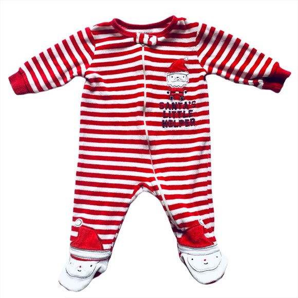 🔥 Santa’s Little Helper Footed Fleece PJ - Picture 1 of 1